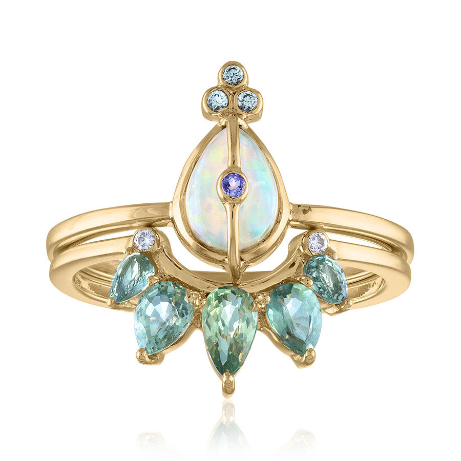 Opal and Sapphire Ring